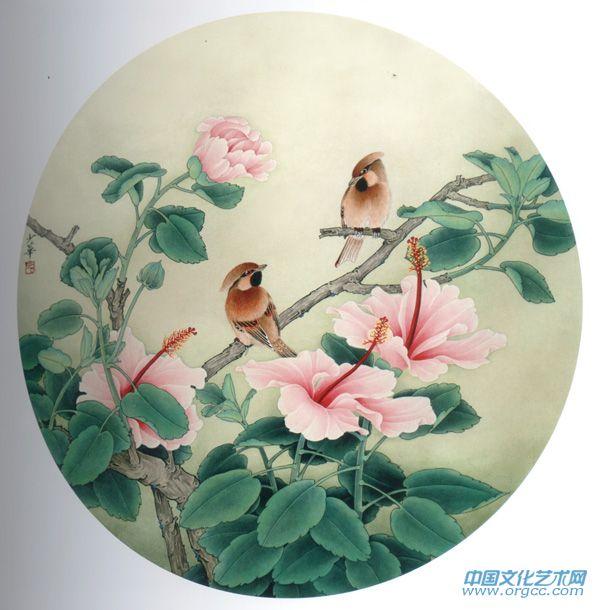 画家高少华花鸟作品《枝头话太平》