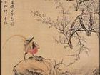 清 华喦山雀爱梅图轴