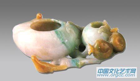 翡翠双桃子母洗