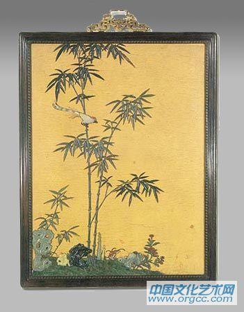百宝嵌竹石纹挂屏