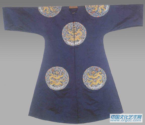 石青缎团龙袍