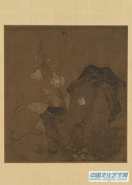 宋 无款 花石草虫图页