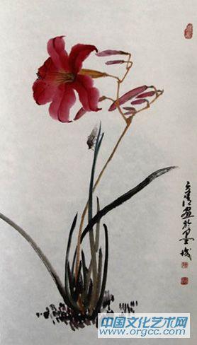 萱花-我的作品-沽河画廊-孙立青作品-国画-书法-篆-行-草-文化艺术网