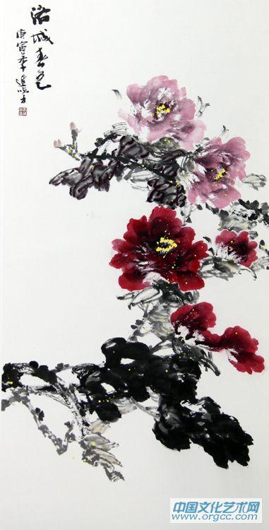 书法家李进学花鸟作品《洛城春色》