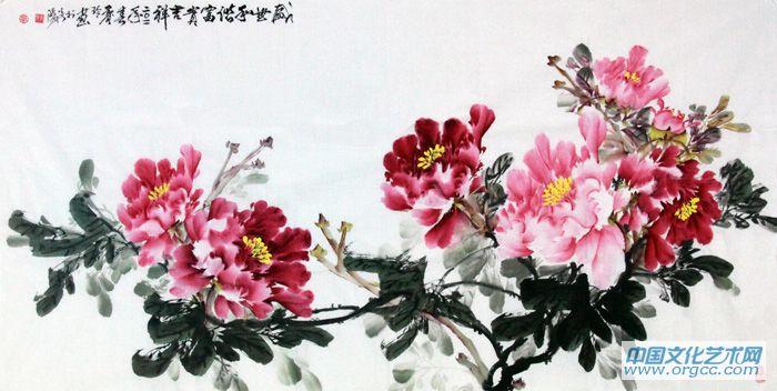 画家闫秀伶花鸟作品《盛世和谐富贵吉祥》