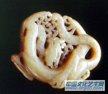 唐白玉龙纹佩