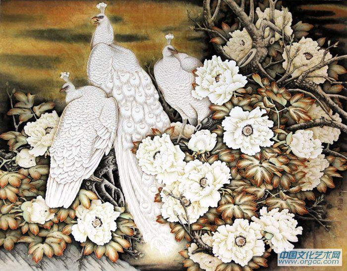 画家康利民花鸟作品《富贵高洁》