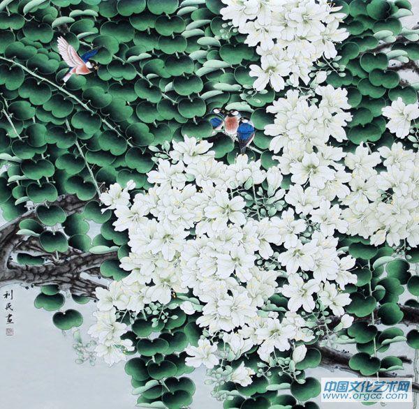 画家康利民花鸟作品《南国春潮》