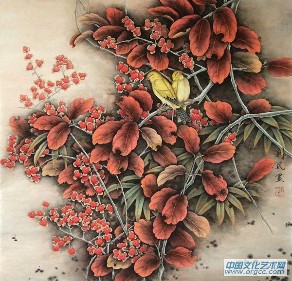 画家康利民花鸟作品《秋韵》