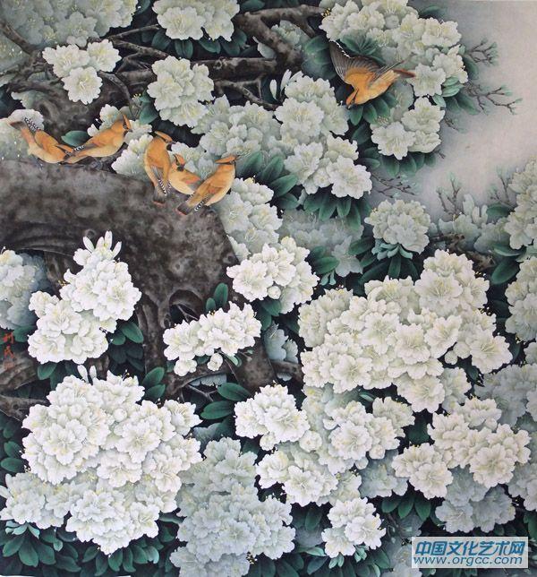画家康利民花鸟作品《犹有花枝俏》
