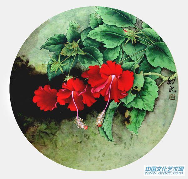 画家康利民花鸟作品《圆光》