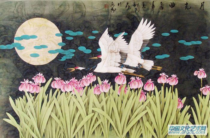 画家康利民花鸟作品《月光曲》