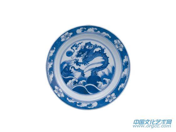 青花鱼化龙纹盘