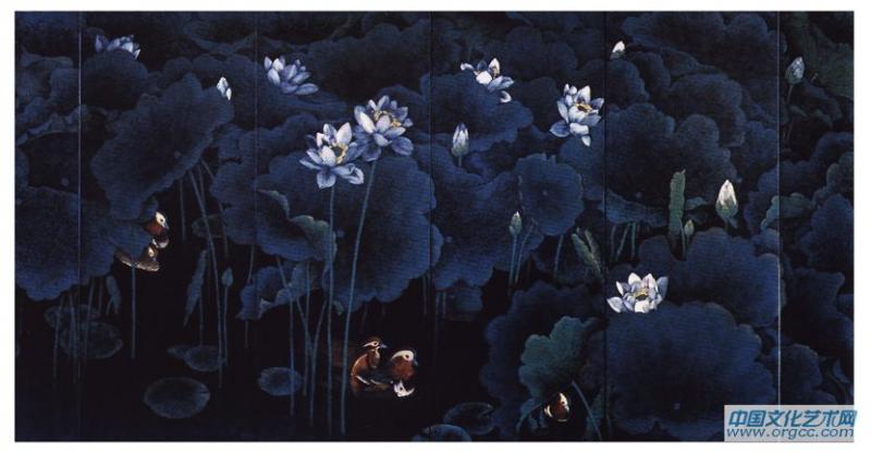 荷塘佳侣 360x180cm