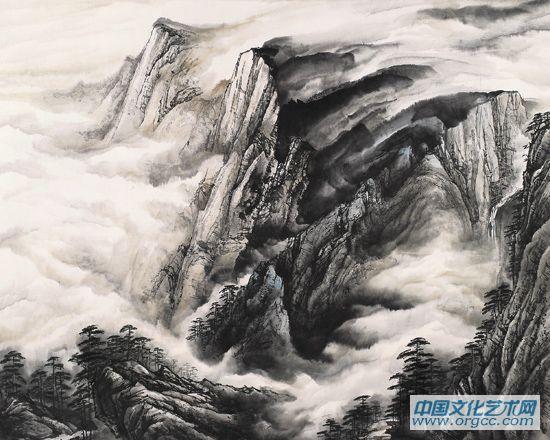 画家黄山山水作品《松壑晓烟图》
