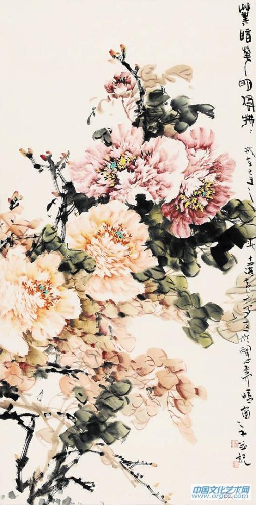 画家黄山花鸟作品《夜暗花明》