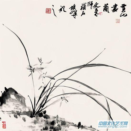 画家黄山花鸟作品《幽兰飘香》