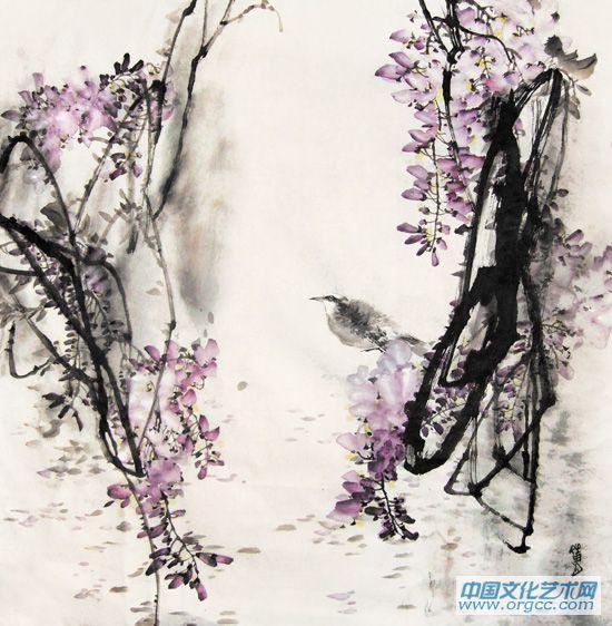 画家黄山花鸟作品《觅》