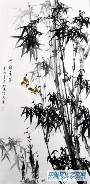 画家郝淑琳花鸟作品《竹报平安》
