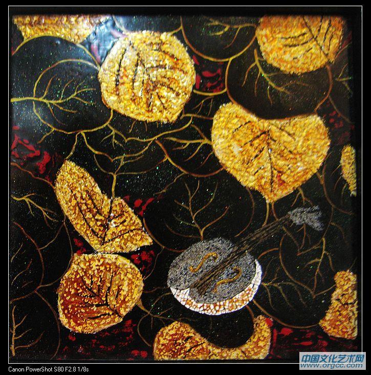 落叶拨弦30x30cm