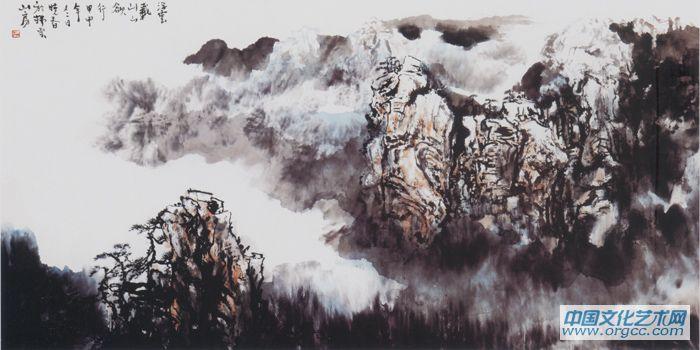 画家杜晓春山水作品《浮云载山山欲行》