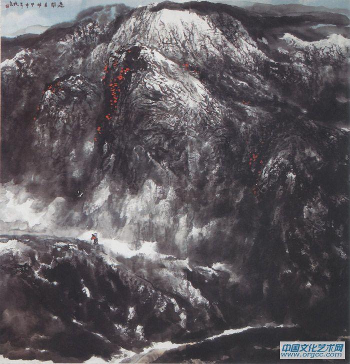 画家杜晓春山水作品《边关月明》