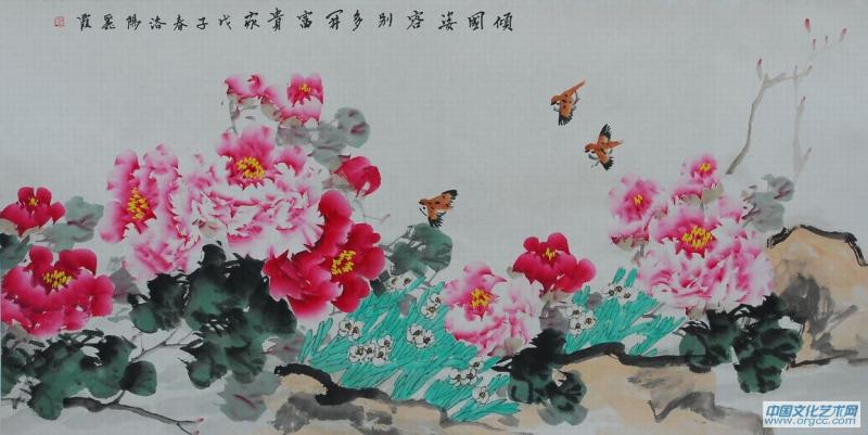 国画家常丽霞花鸟作品《倾国姿容》