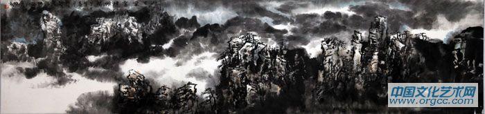 画家杜晓春山水作品《山在云雾飘渺间》