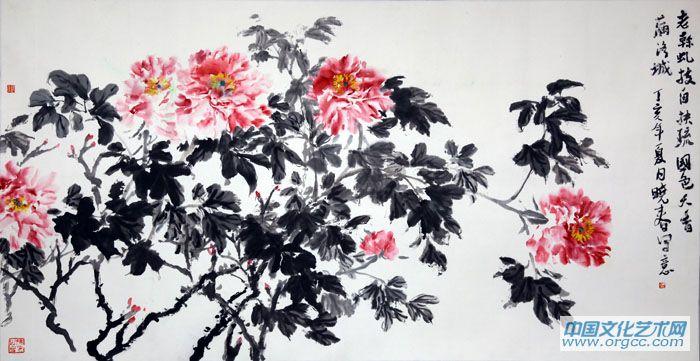 画家杜晓春花鸟作品《国色天香满洛城》