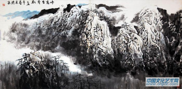 画家杜晓春山水作品《峰高生奇松》