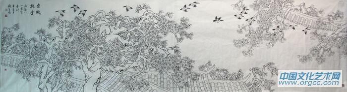 画家索铁生花鸟作品《东城桃李》