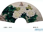 国画家康利民扇面花鸟作品《牡丹》