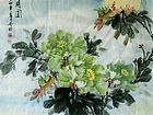 画家闫秀伶花鸟作品《花好月圆》