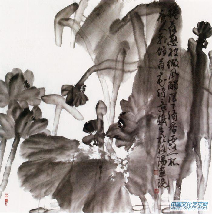 画家索铁生花鸟作品《秋荷》