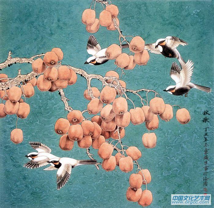 画家索铁生花鸟作品《秋歌》
