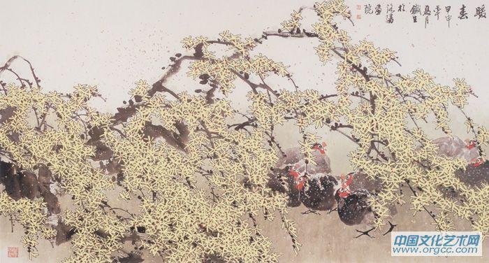 画家索铁生花鸟作品《暖春》