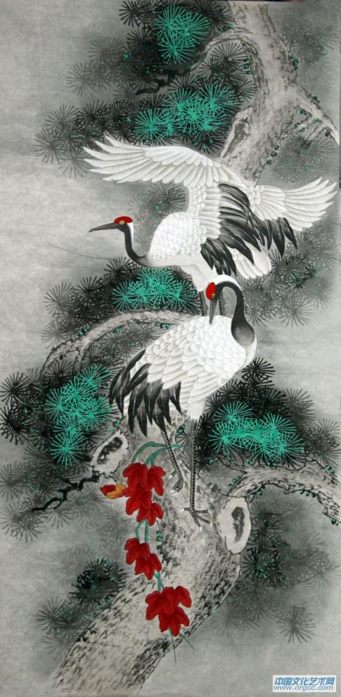画家马志红花鸟作品《鹤》