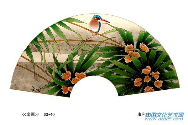 国画家康利民扇面花鸟作品