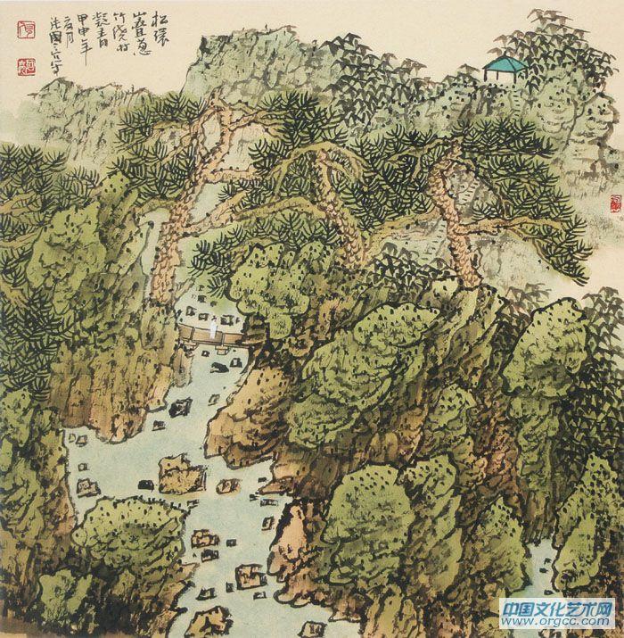 画家张国亮山水作品《松环山叠》