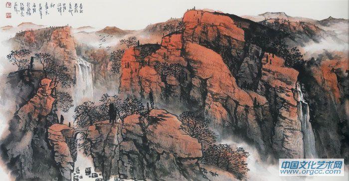 画家张国亮山水作品《日月风华仰青天》