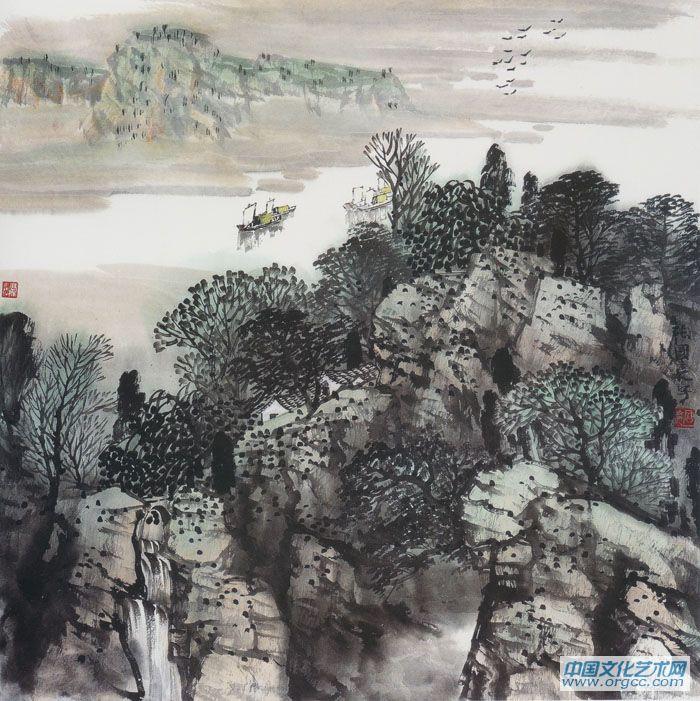 画家张国亮山水作品《大河之春》