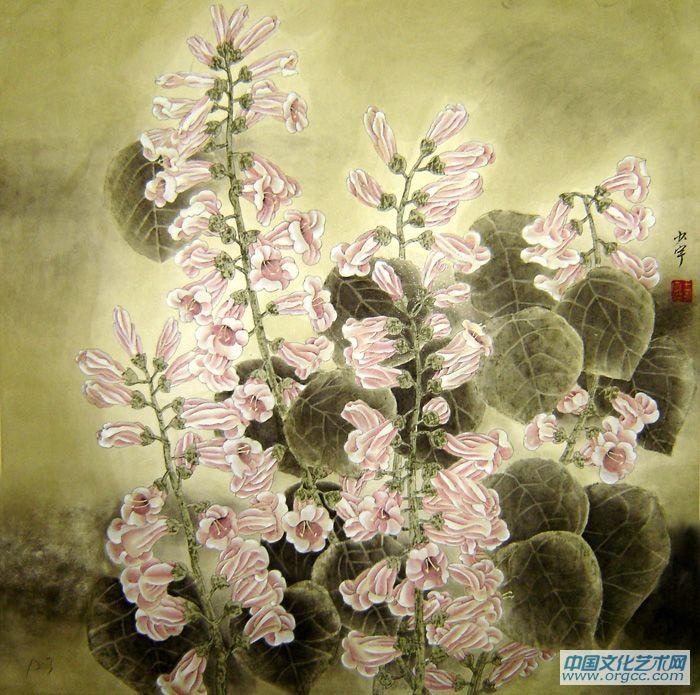 工笔花鸟梧桐花