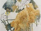  画家索铁生花鸟团扇作品