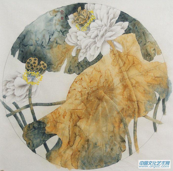  画家索铁生花鸟团扇作品