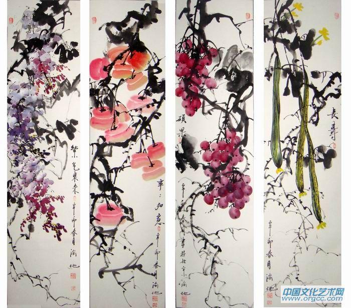 紫藤21   花卉四屏