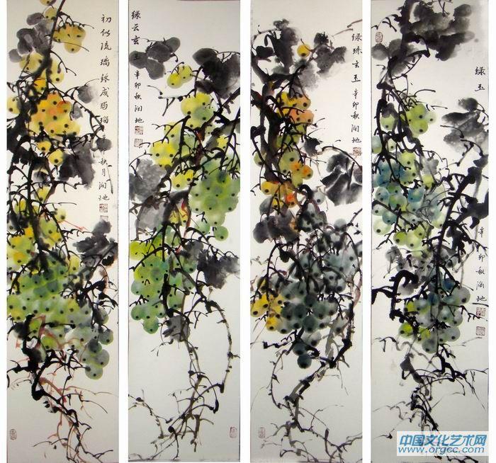 葡萄18  绿珠玄玉四屏
