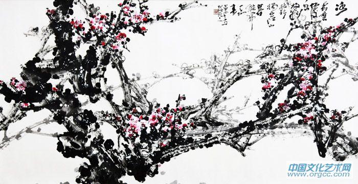 书法家李进学花鸟作品《冰霜磨炼后  忽放几枝新》