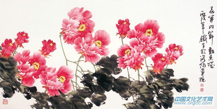 画家索铁生花鸟作品《花开时节动京城》