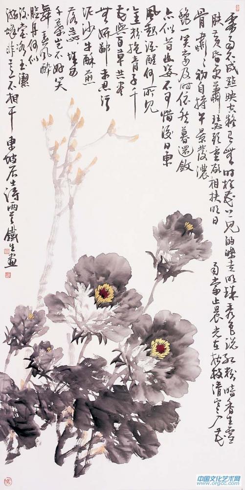 画家索铁生花鸟作品《东坡后士诗两首》