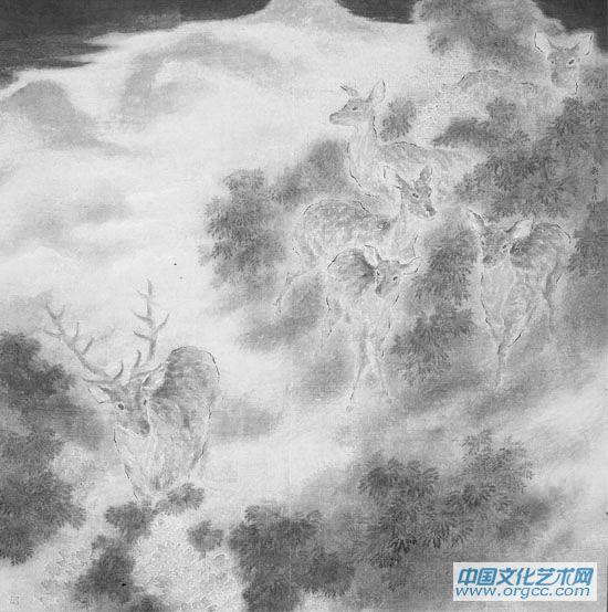 瑞鹿春望 200cmx200cm 2009年
